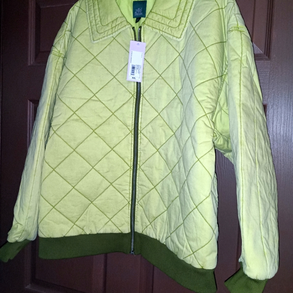 Wild Fable Quilted Bomber Jacket Lime Green XXL New With Tags